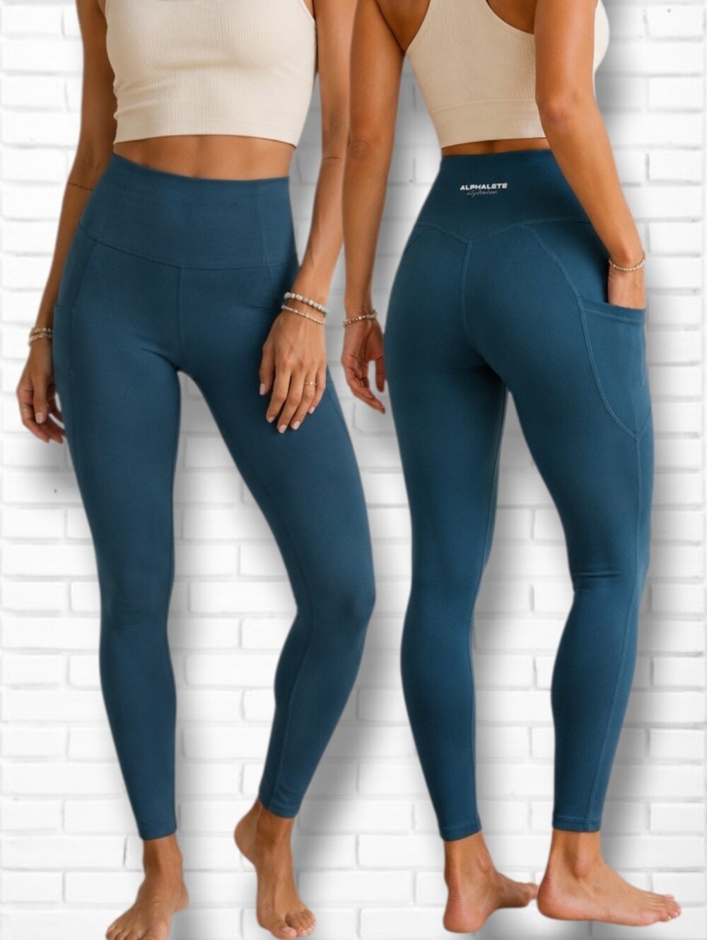 Alphalete Teal Blue High Rise Side Pocket Leggings Size XS